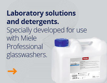 Laboratory solutions and detergents. Specially developed for use with Miele Professional glasswashers.
