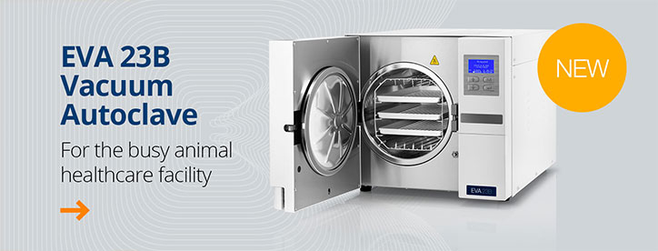 EVA23B vacuum autoclave. For the busy animal healthcare facility